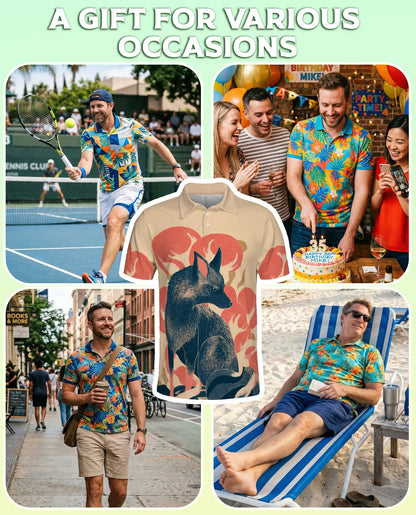 Scandinavian Fox Art Polo Shirt-Modern Woodland Wildlife Design | Azhawaiian