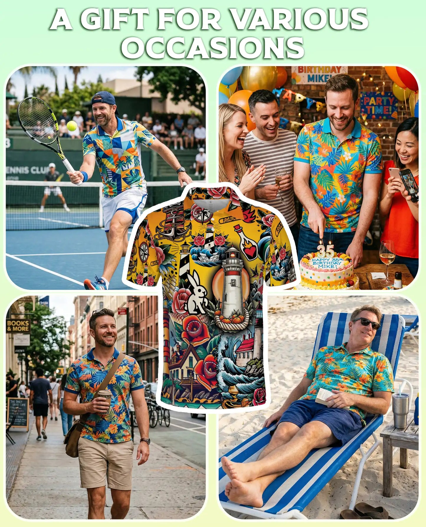 Tattoo Lighthouse Polo Shirt | Azhawaiian
