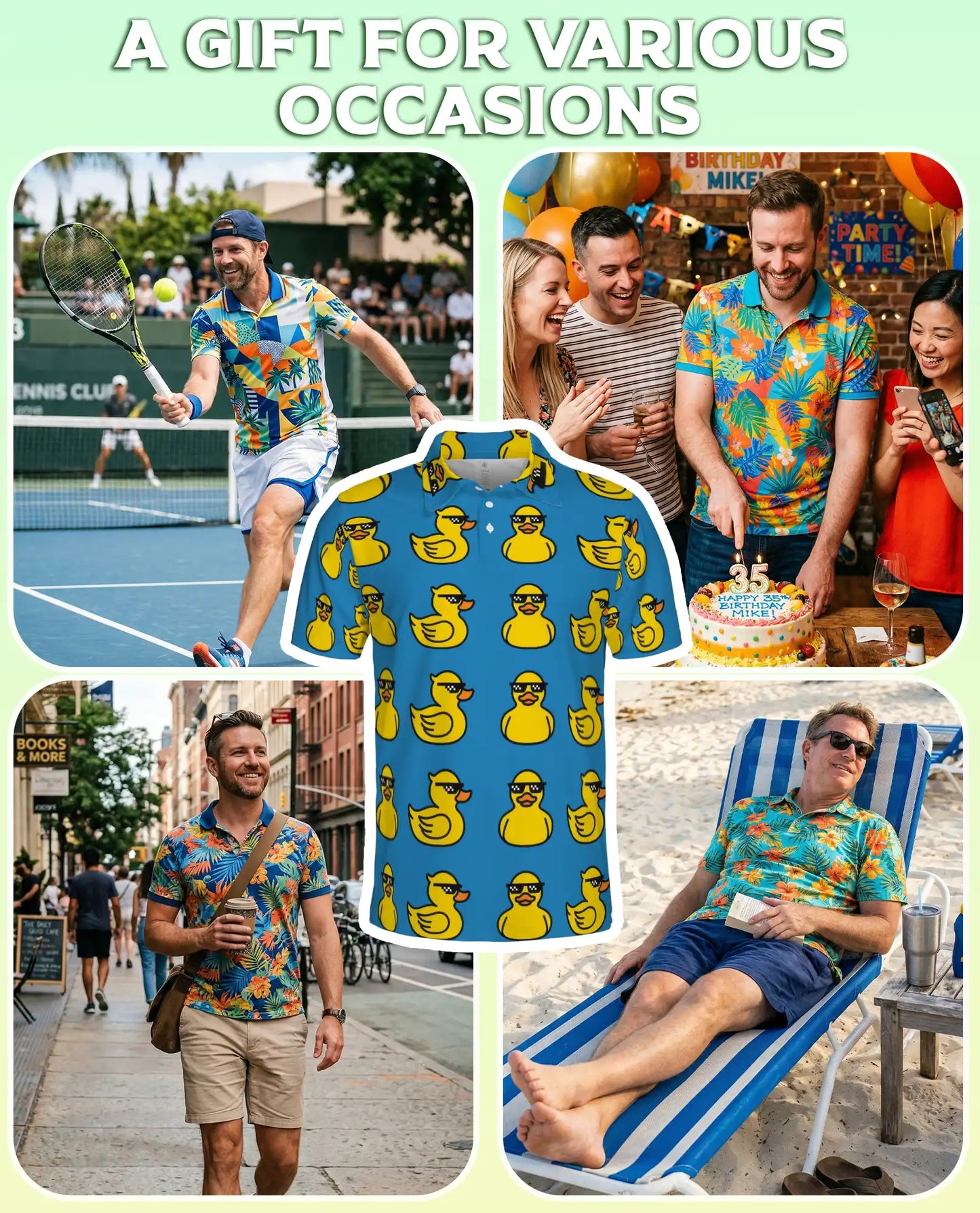 Cool Duck Polo Shirt, Funny Sunglasses Print | Azhawaiian