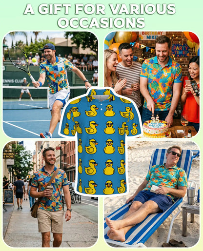 Cool Duck Polo Shirt, Funny Sunglasses Print | Azhawaiian