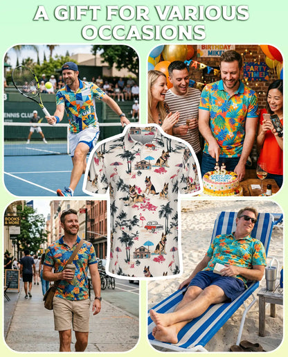 German Shepherd Tropical Beach Polo Shirt for Men | Azhawaiian
