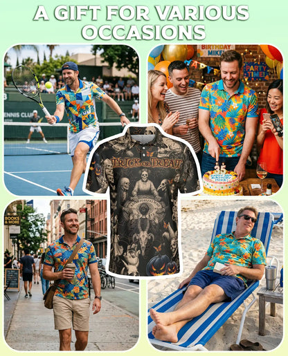 Halloween Skull Polo Shirt, Trick or Treat Style | Azhawaiian