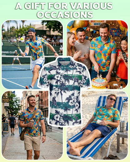 Blue Green Hawaiian Football Polo Shirt | Azhawaiian