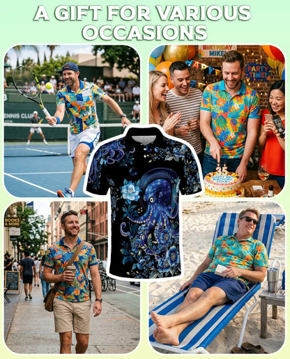 Blue Octopus Polo Shirt | Azhawaiian