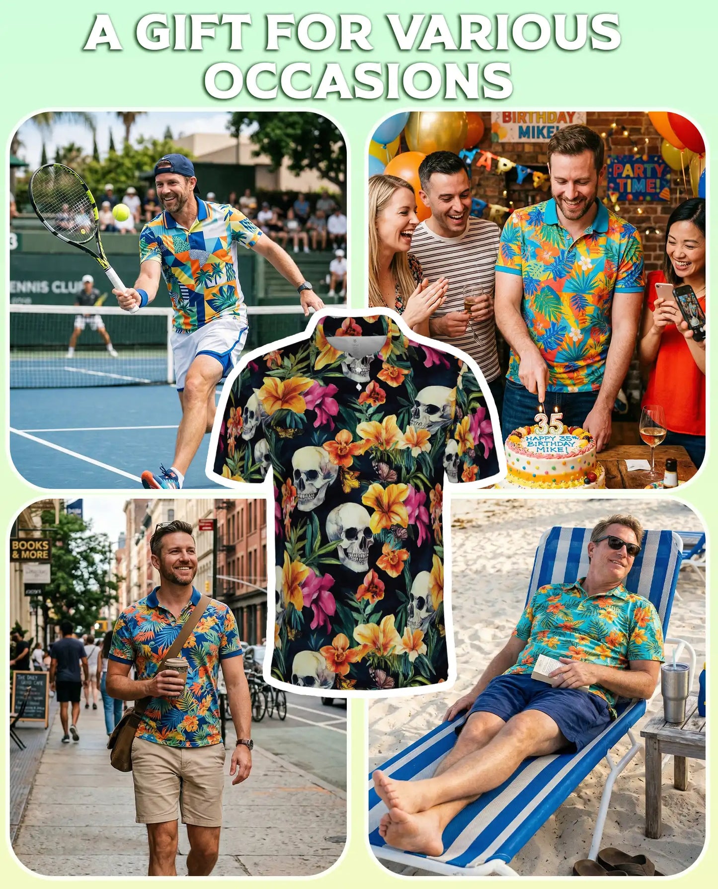 Tropical Skull Floral Polo Shirt -Gothic Botanical Print | Azhawaiian