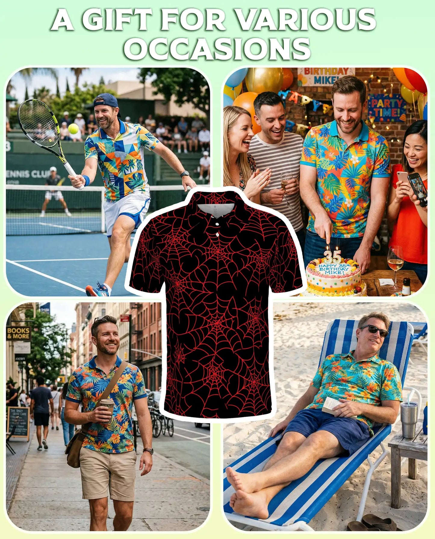 Spider Web Polo Shirt, Gothic Halloween Print | Azhawaiian