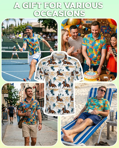 Cowboy Horse Hawaiian 3D Polo Shirt for Men | Azhawaiian