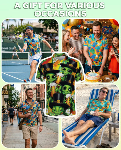 Alien St Patrick’s Polo Shirt, Funny Beer | Azhawaiian