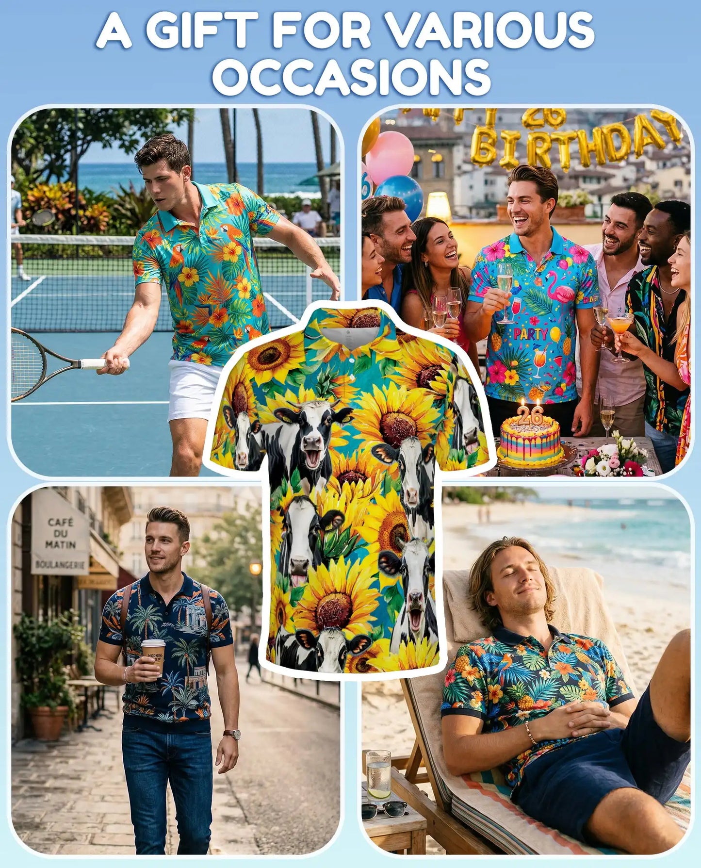 Sunflower Cow 3D Polo Shirt | Azhawaiian