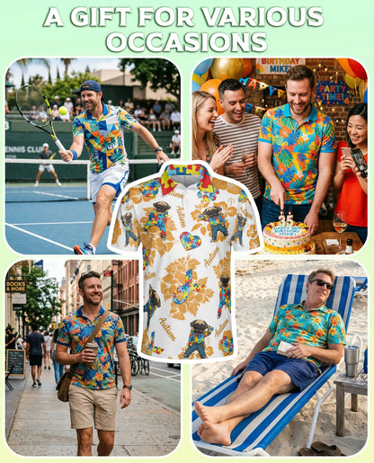 Autism Awareness Pug Polo Shirt, Puzzle Style | Azhawaiian