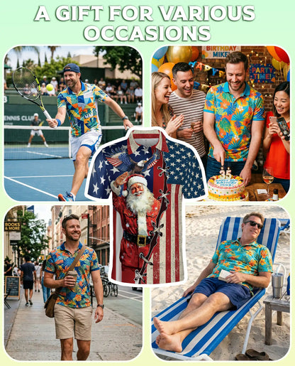 Patriotic Santa Hawaiian Polo Shirt | Azhawaiian