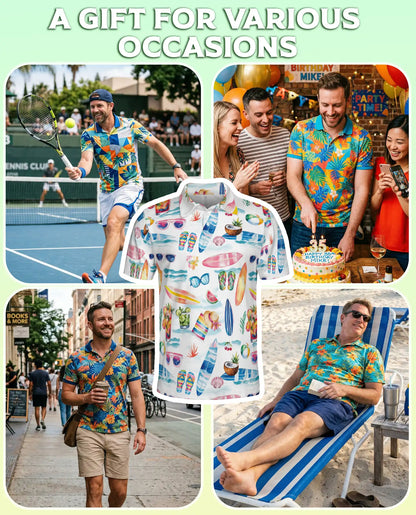 Beach Summer Polo Shirt, Surf & Tropical Print | Azhawaiian