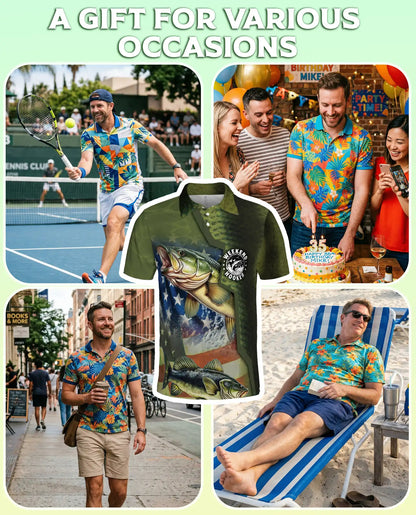 Weekend Hooker Bass Fishing 3D Polo Shirt for Men, Patriotic Angler Style | Azhawaiian