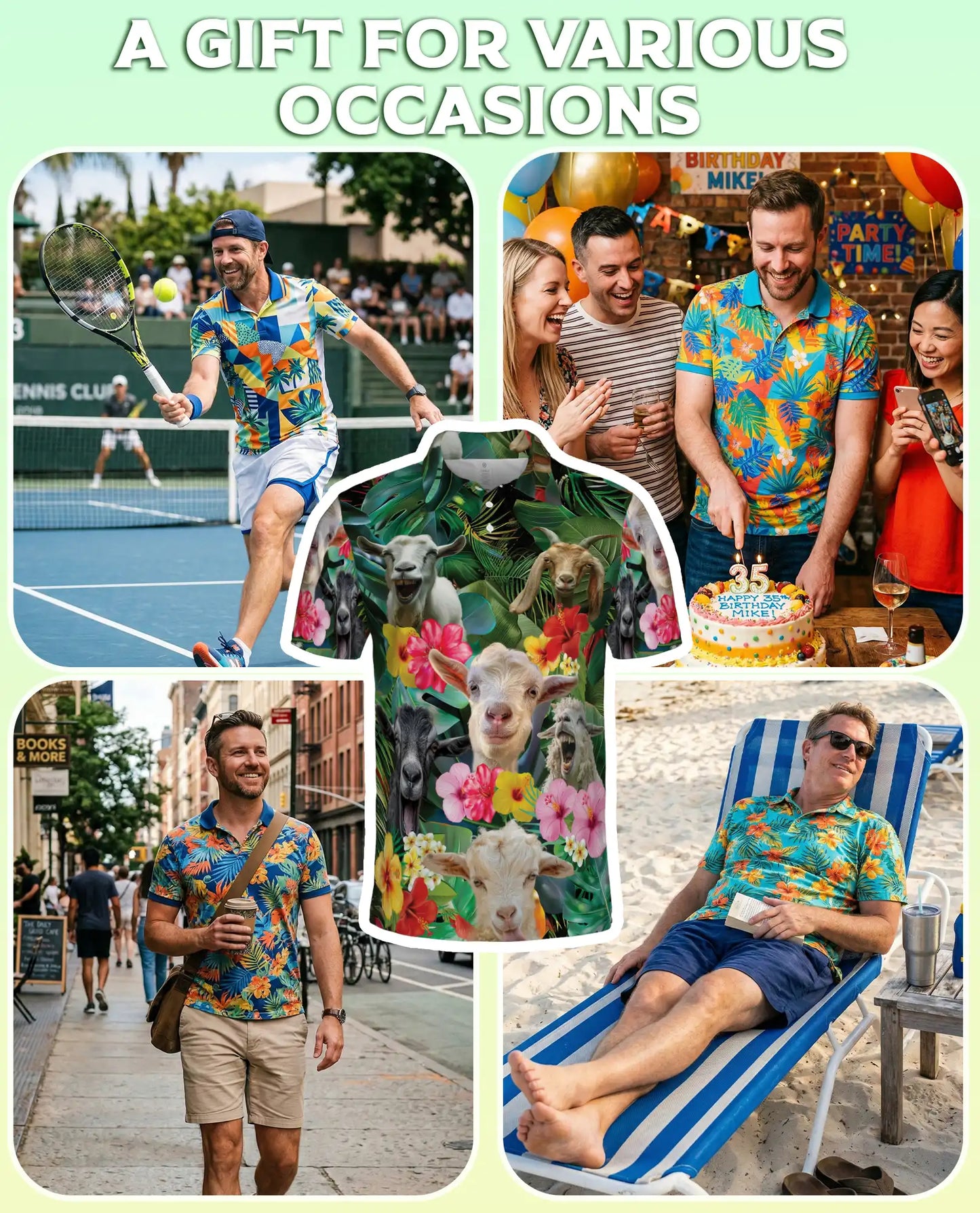 Funny Goat Hawaiian Polo Shirt | Azhawaiian
