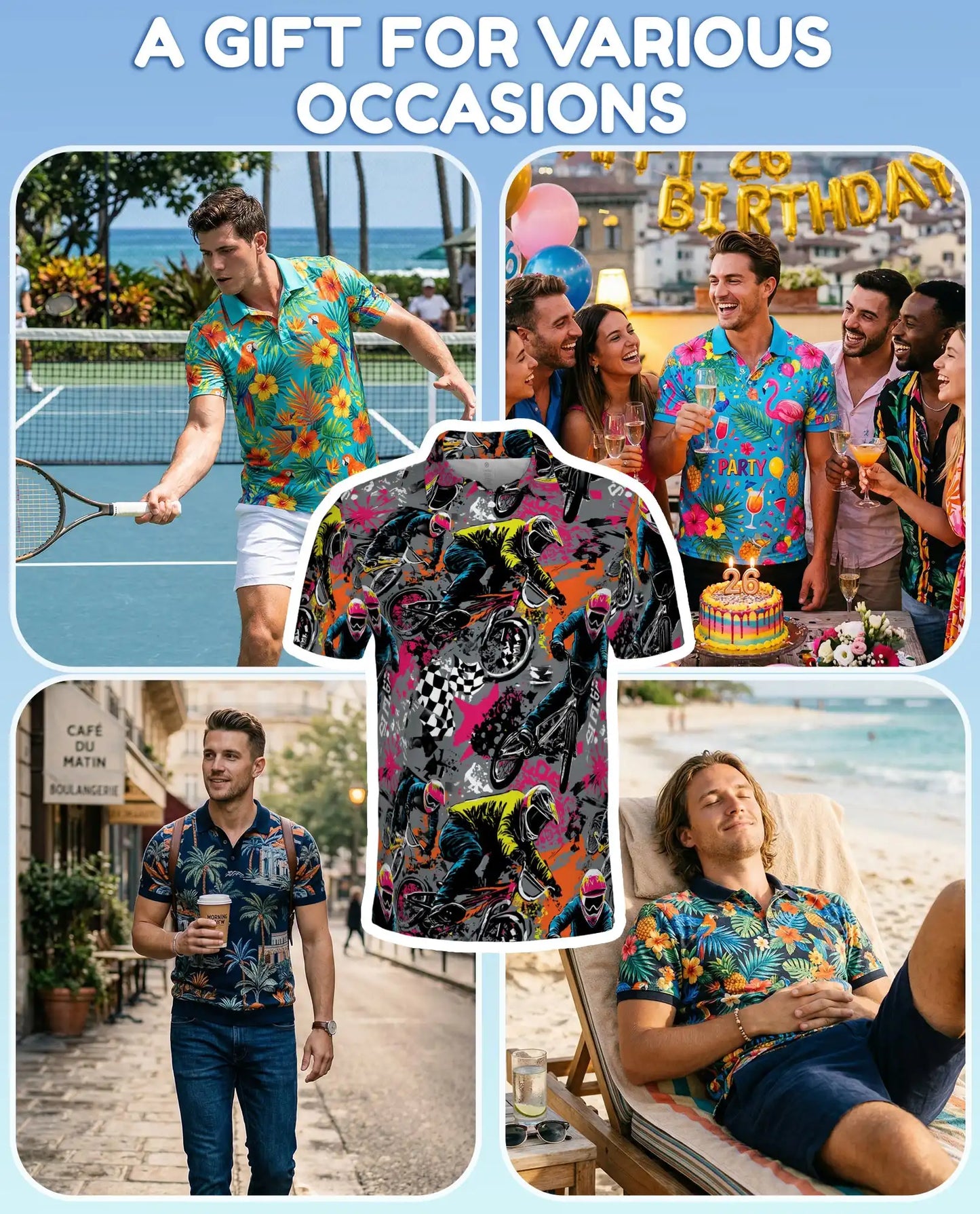 BMX Racing Polo Shirt - Extreme Cycling Adventure Style | Azhawaiian