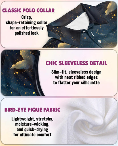 Midnight Whale Sleeveless Polo Shirt for Women | Azhawaiian