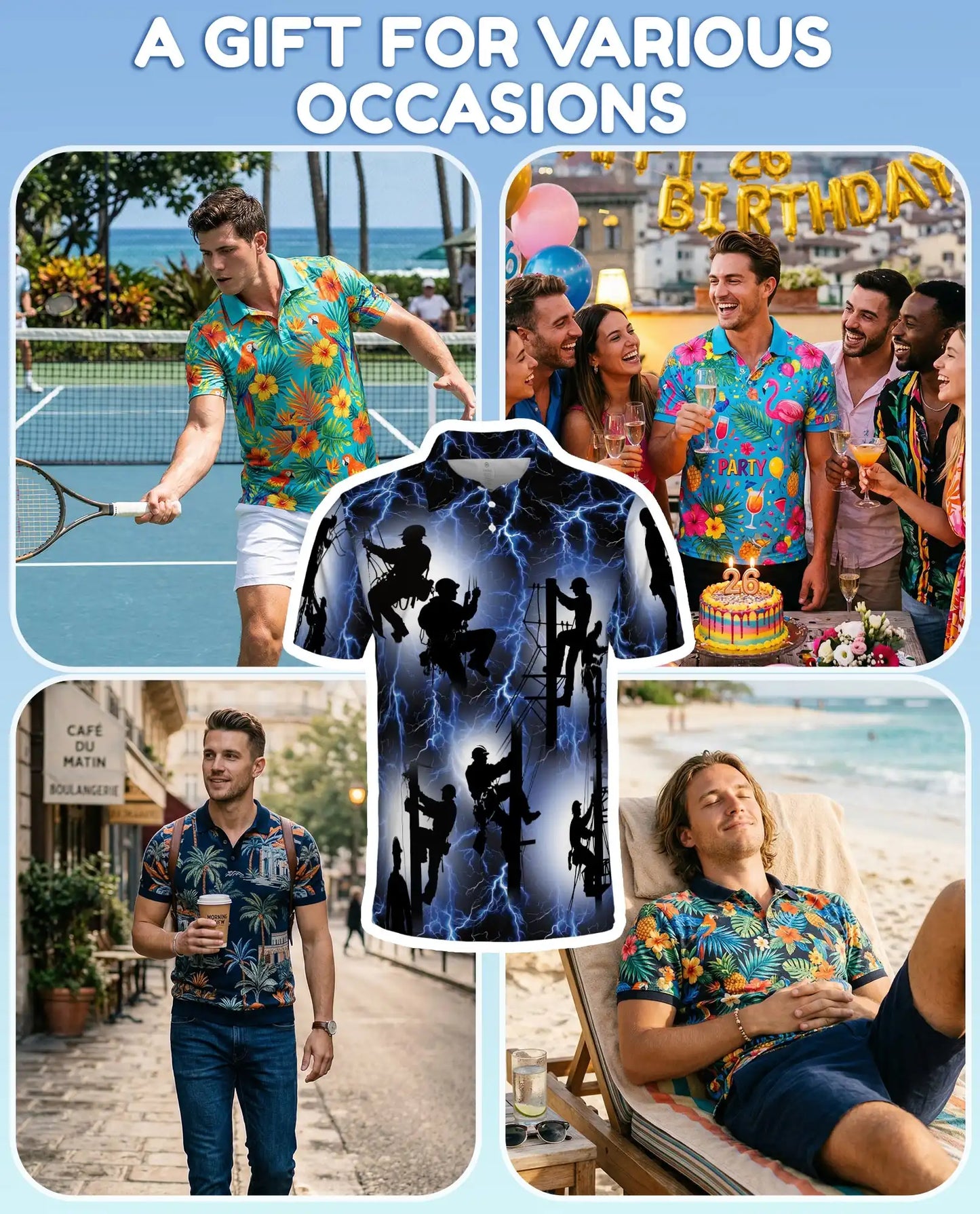 Funny Ferret Tropical Polo Shirt - Exotic Pet Hawaiian Style | Azhawaiian