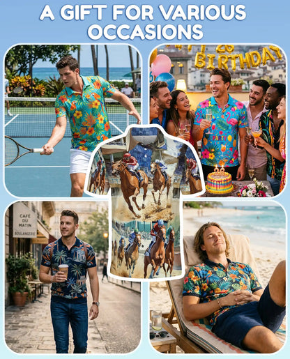 Horse Racing Polo Shirt Print | Azhawaiian