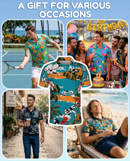 Wrestling Tropical Polo Shirt - Hawaiian Wrestler Beach Sports Design | Azhawaiian