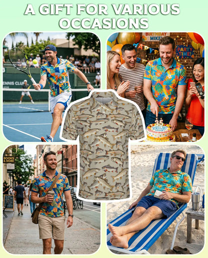 Trout Fishing Polo Shirt for Men- Print Freshwater Fish | Azhawaiian