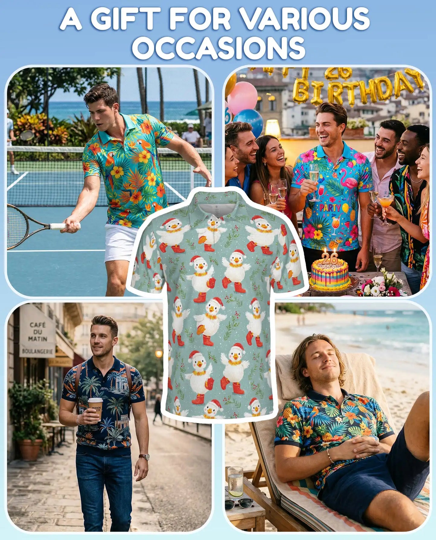 Christmas Duck Polo Shirt - Cute Holiday Winter Style | Azhawaiian