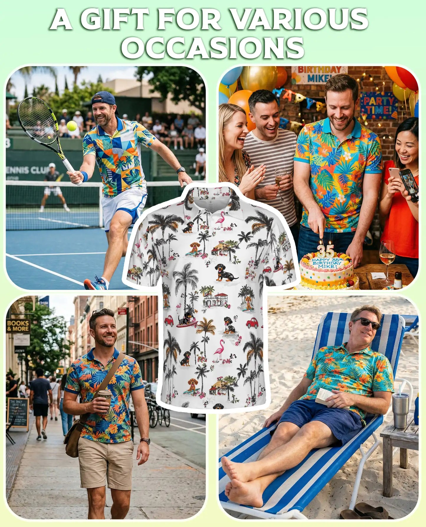Dachshund Tropical Polo Shirt, Beach Dog Print | Azhawaiian