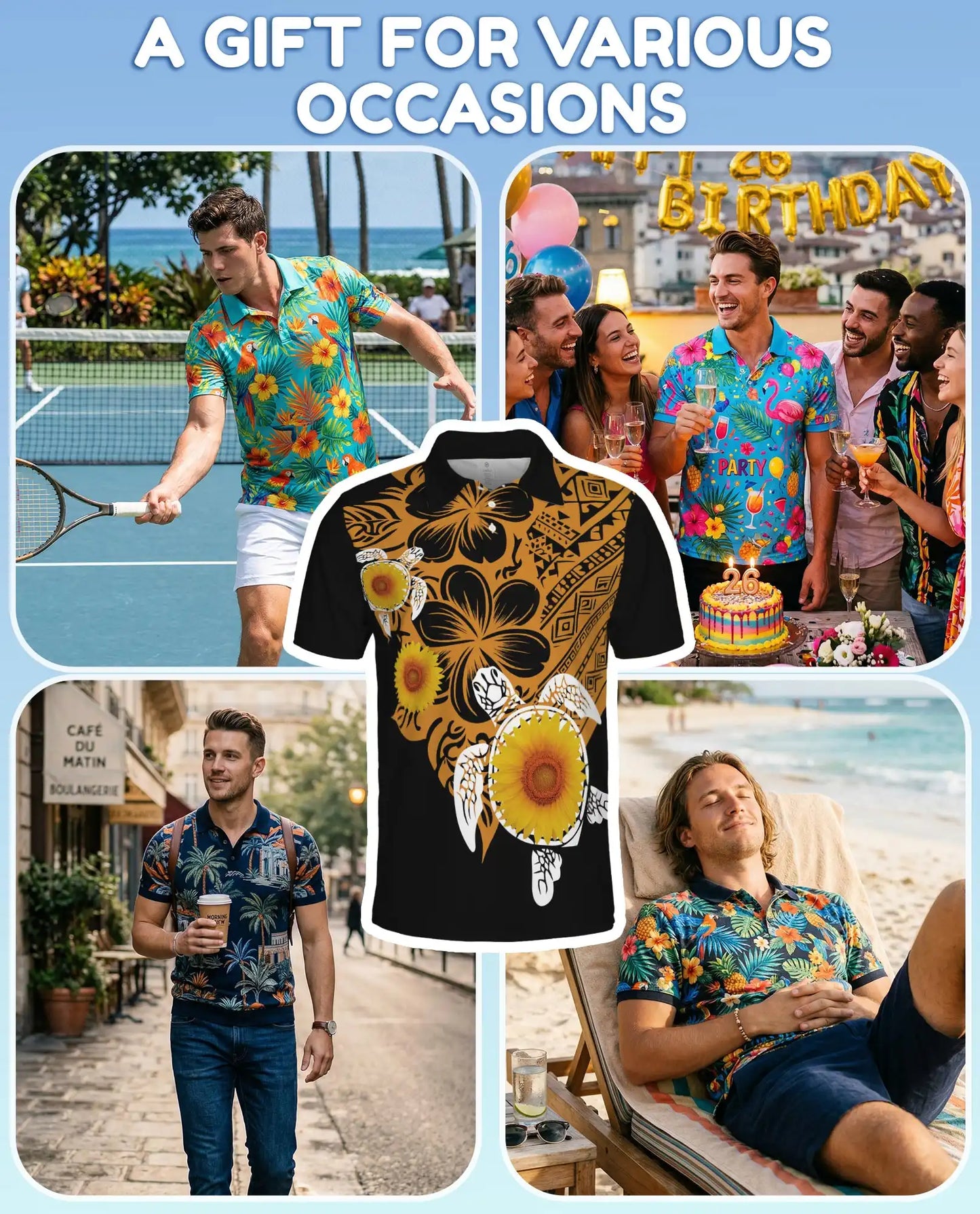 Polynesian Turtle Sunflower Polo | Azhawaiian