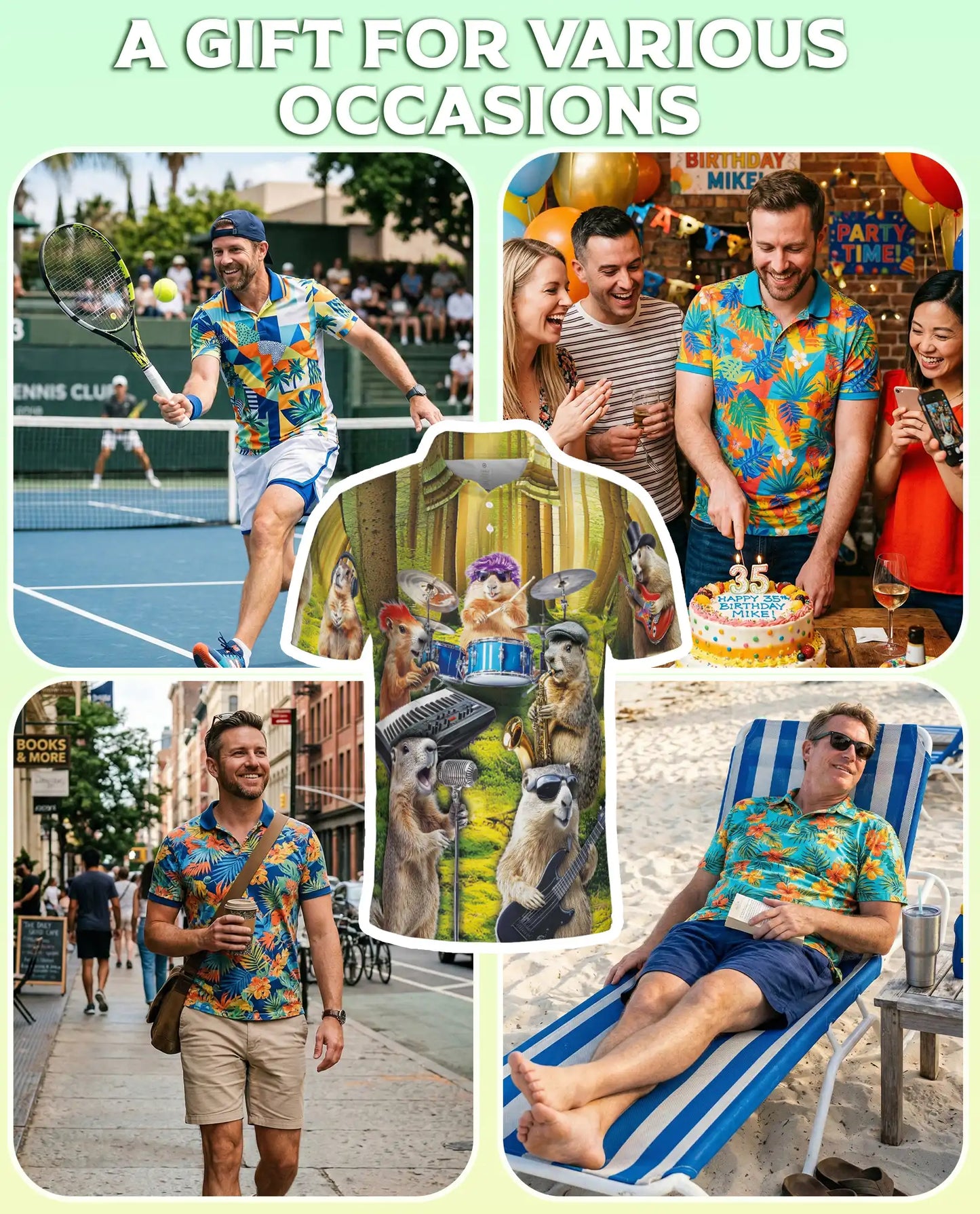 Funny Groundhog Band Polo Shirt Woodland Animal Music Print | Azhawaiian