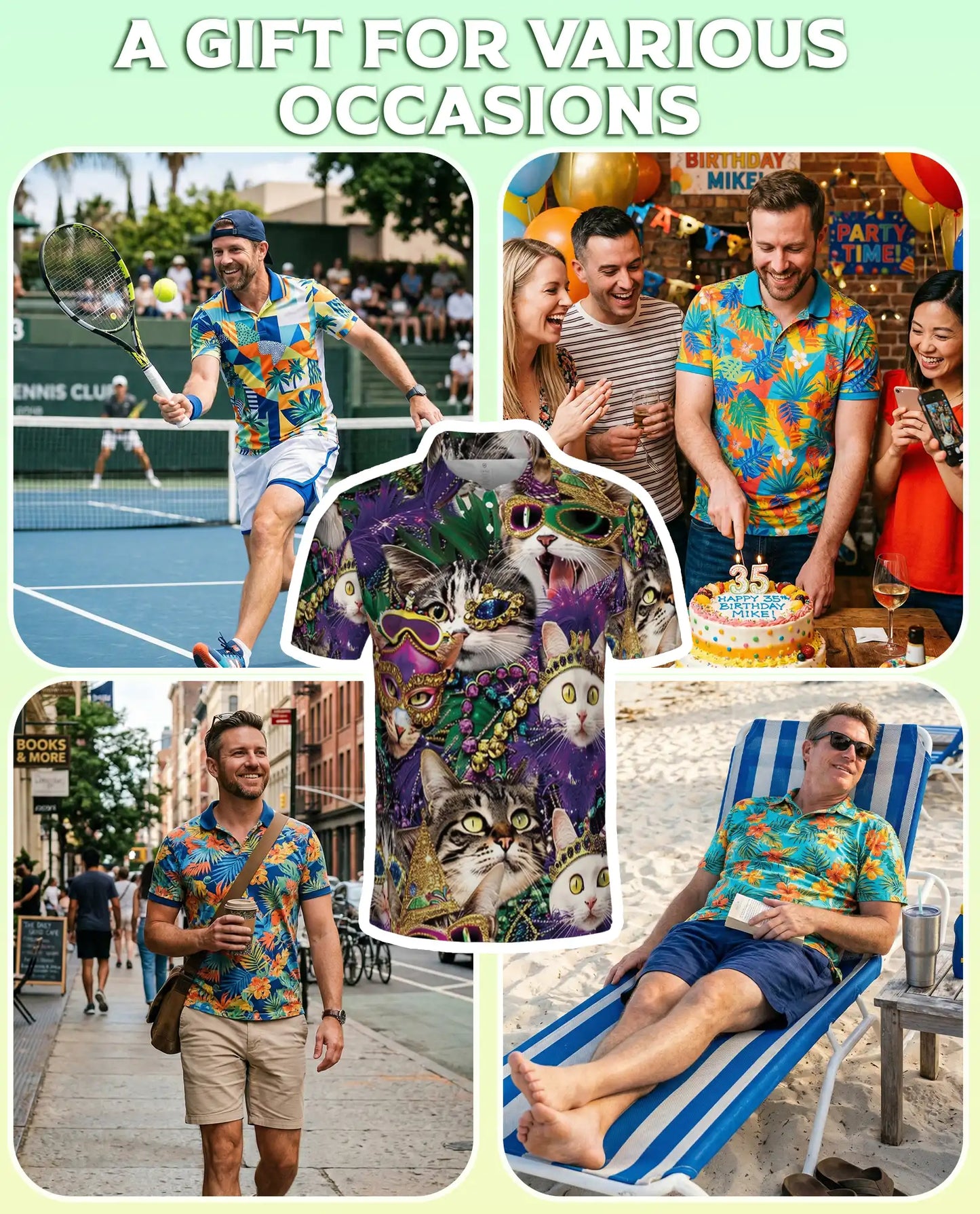 Mardi Gras Cat Mask Polo Shirt | Azhawaiian