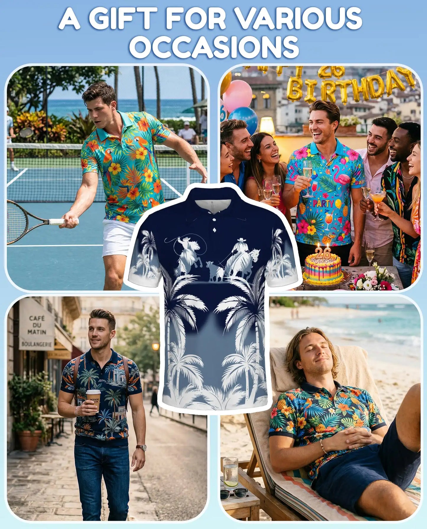 Cowboy Western Polo Shirt, Palm Desert Style | Azhawaiian
