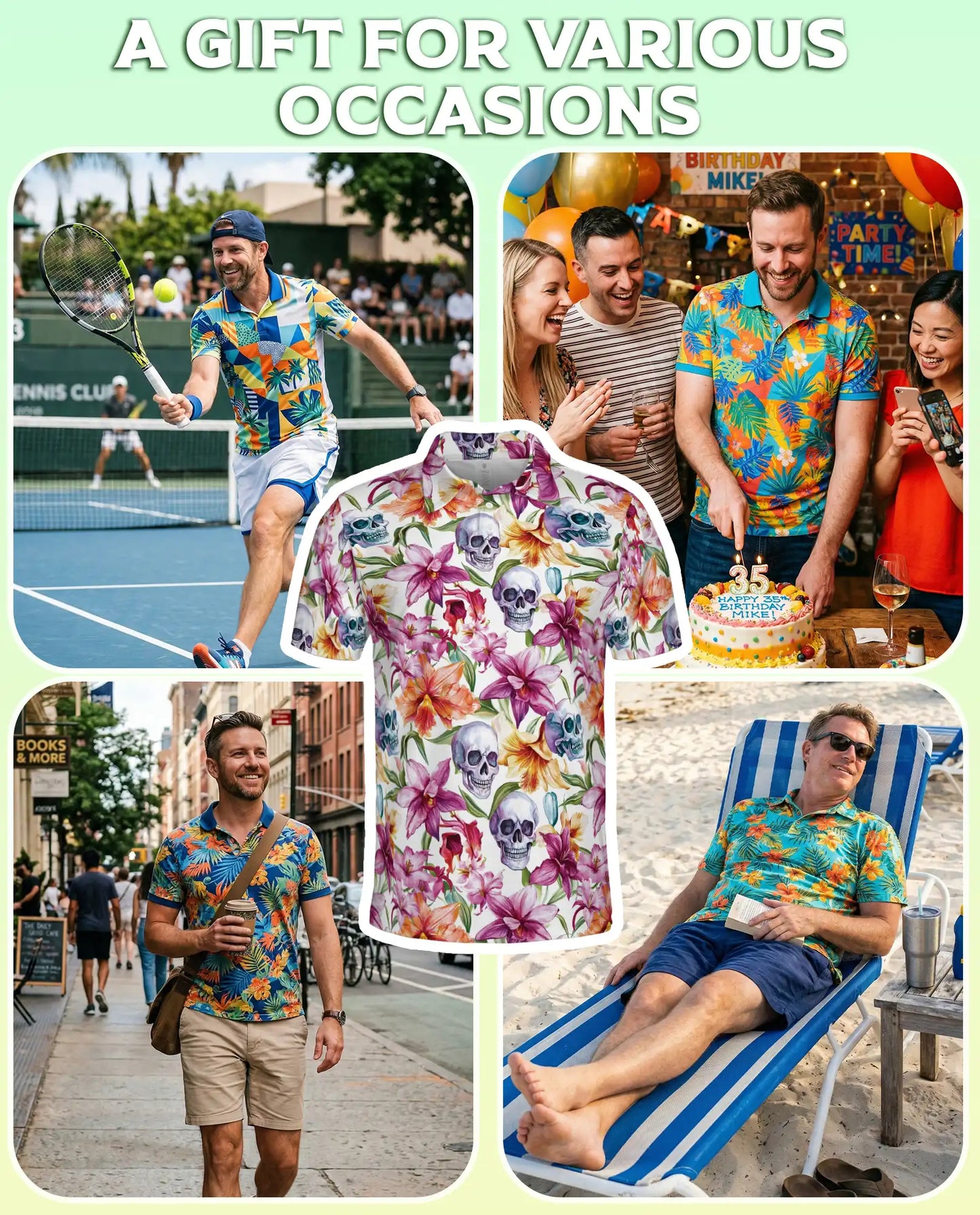 Skull Orchid Floral Polo Shirt-Gothic Botanical Flower Pattern Design | Azhawaiian