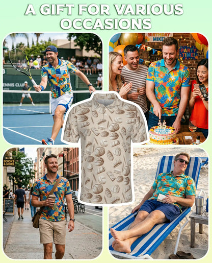 Bakery Bread Polo Shirt, Vintage Pastry Print | Azhawaiian