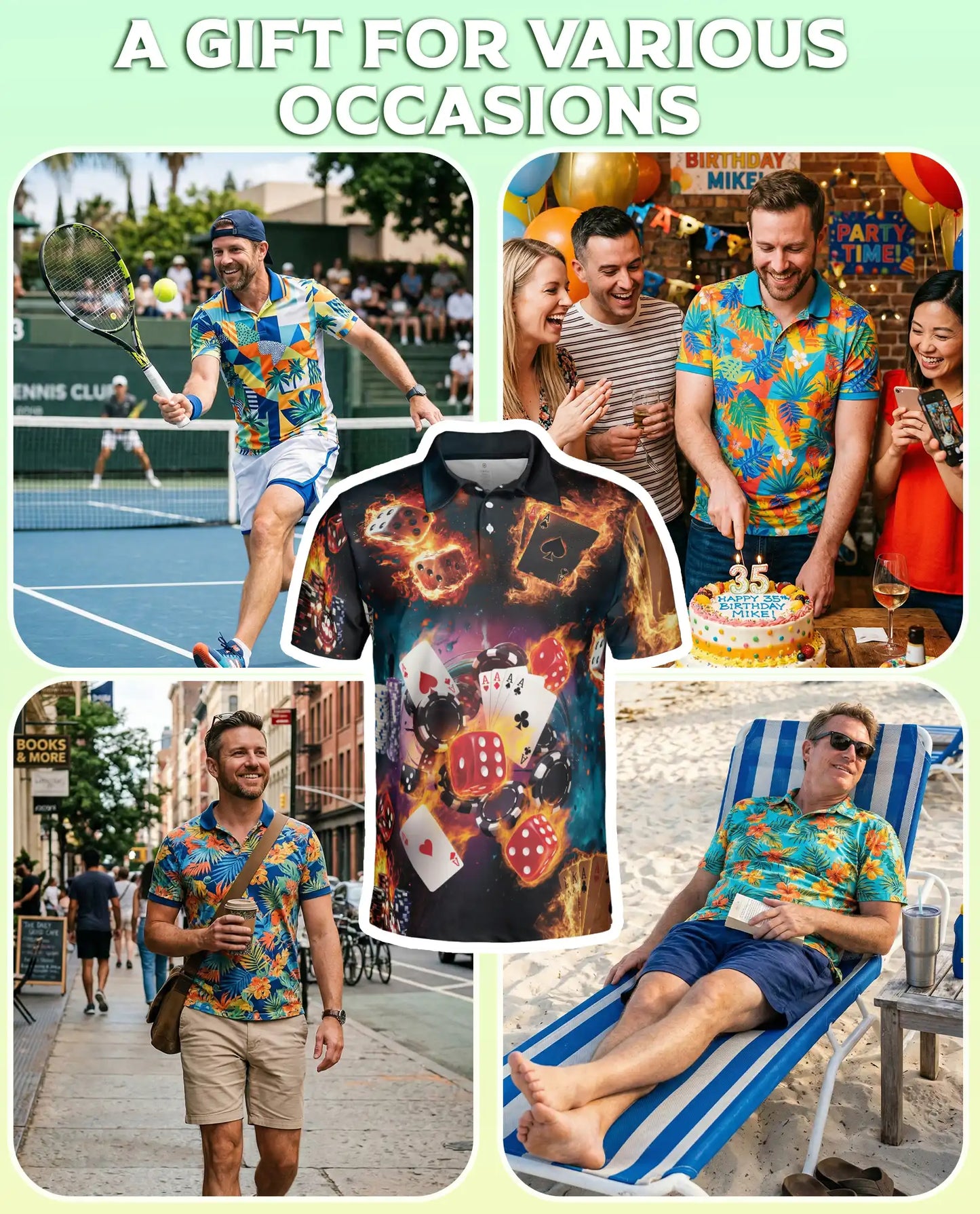 Casino Poker Polo Shirt, Dice & Cards Style | Azhawaiian