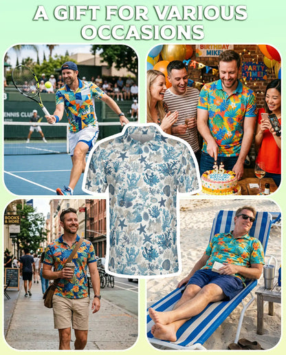 Ocean Coral Polo Shirt, Coastal Sea Life Style | Azhawaiian