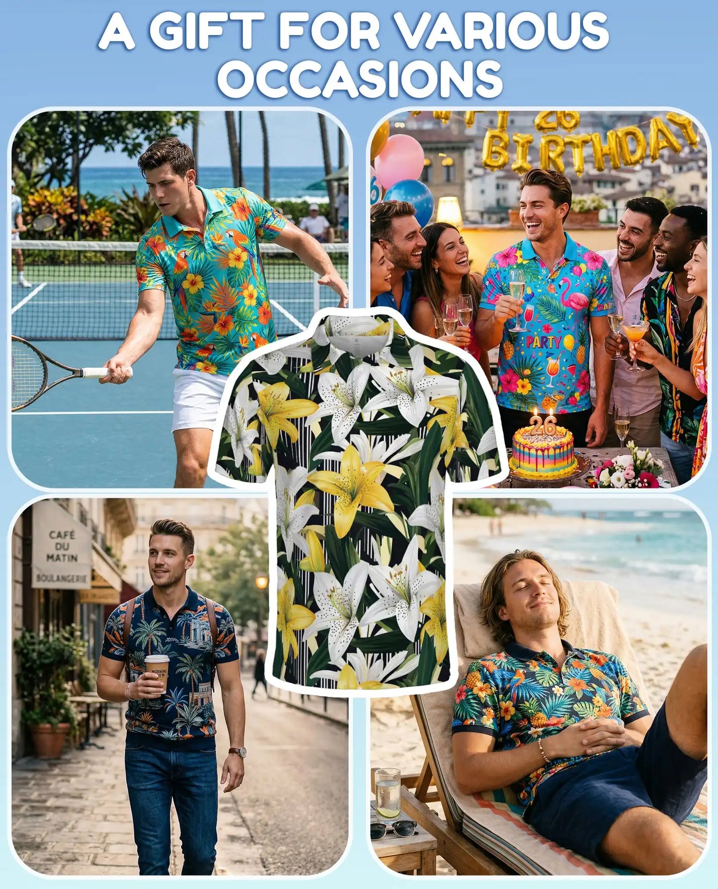 Flamingo Palm Tropical 3D Polo Shirt for Men | Azhawaiian