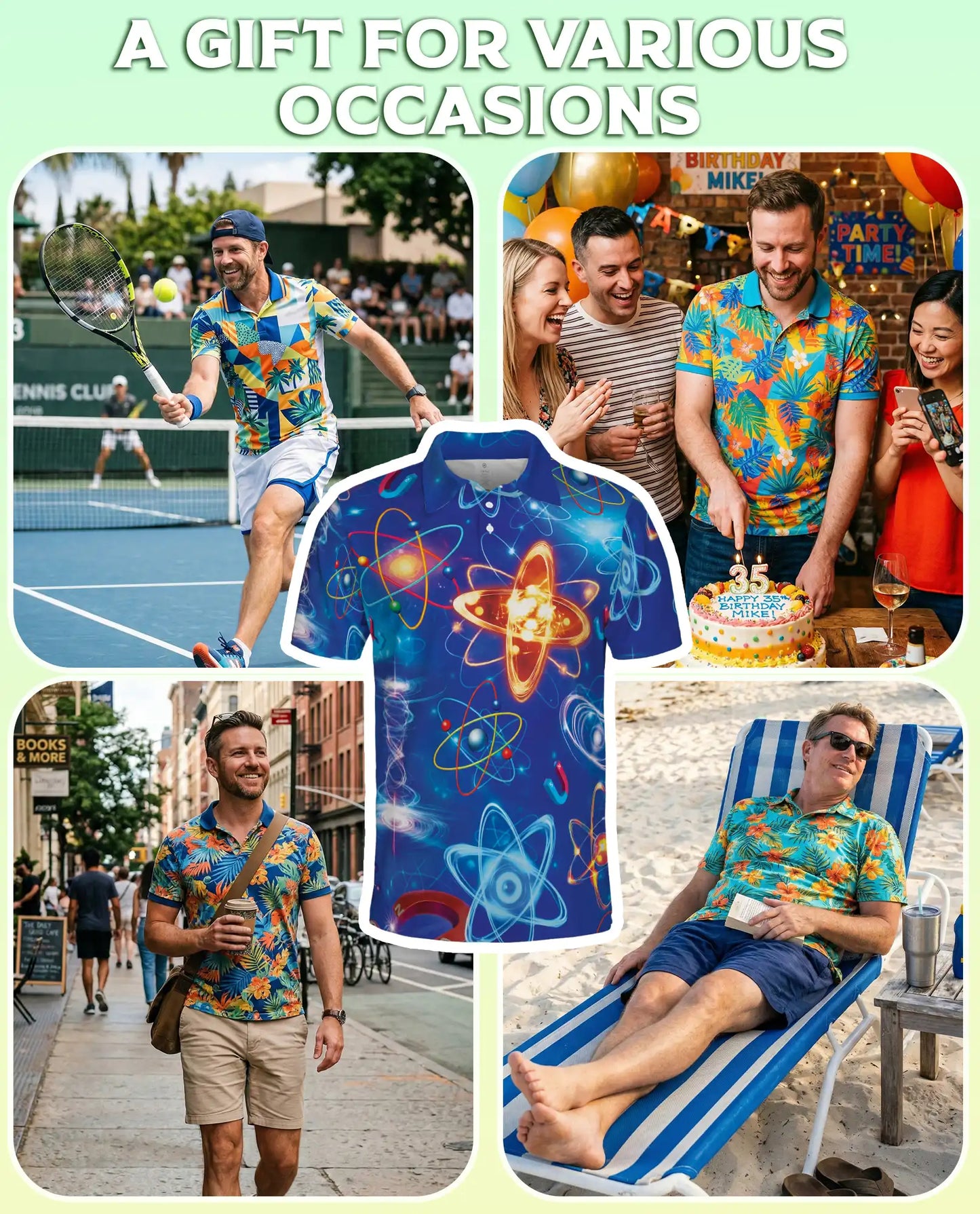 Physics Atom Polo Shirt, Science Formula Print | Azhawaiian