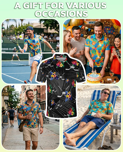 Hockey Polo Shirt, Tropical Floral Sports Print | Azhawaiian