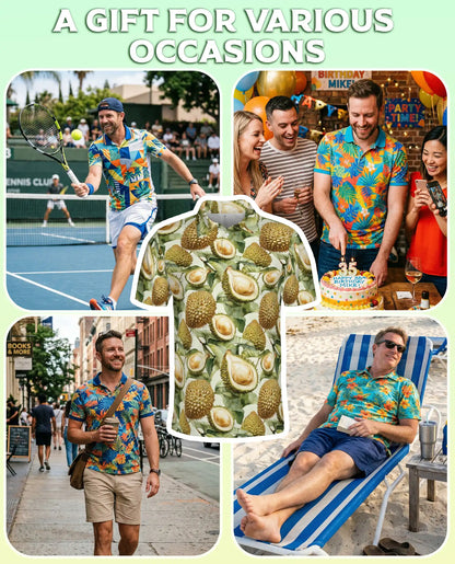 Durian Polo Shirt, Tropical Fruit Print | Azhawaiian