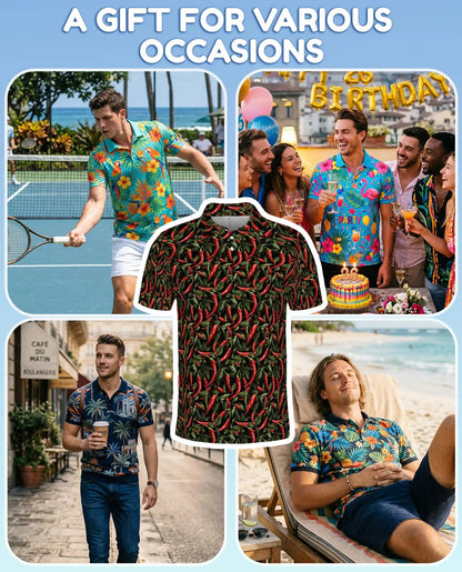 Red Chili Pepper Polo Shirt - Spicy Food Lover Style | Azhawaiian