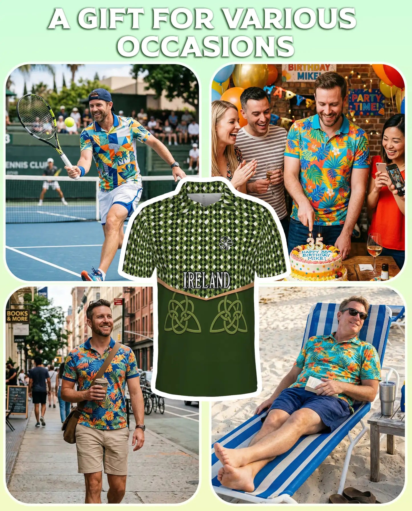 Ireland Shamrock Celtic 3D Polo Shirt | Azhawaiian
