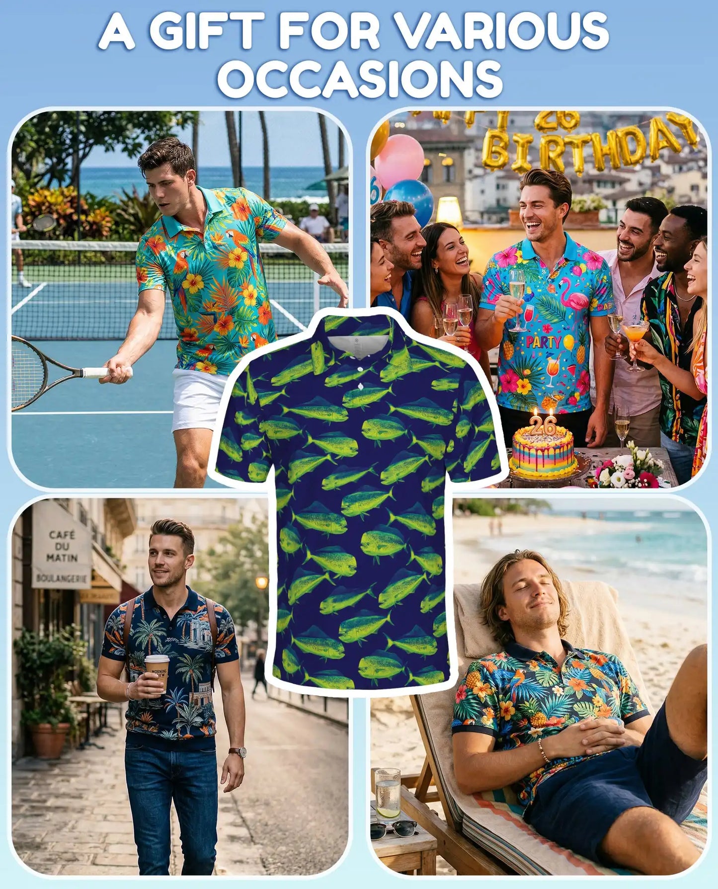 Mahi Mahi Polo Shirt for Men, Offshore Fishing Style | Azhawaiian