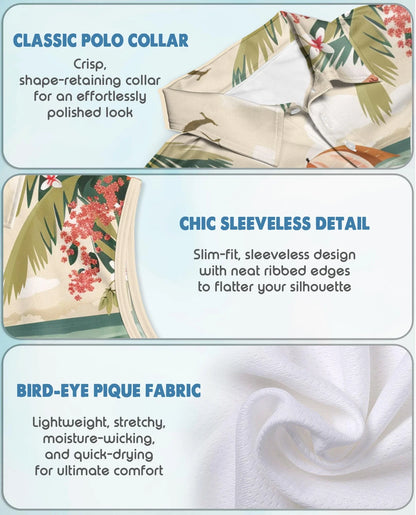 Corgi Summer Beach Sleeveless Polo Shirt for Women | Azhawaiian