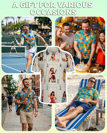 Vintage Pin Up Poker Polo Shirt - Retro Casino Card Style | Azhawaiian