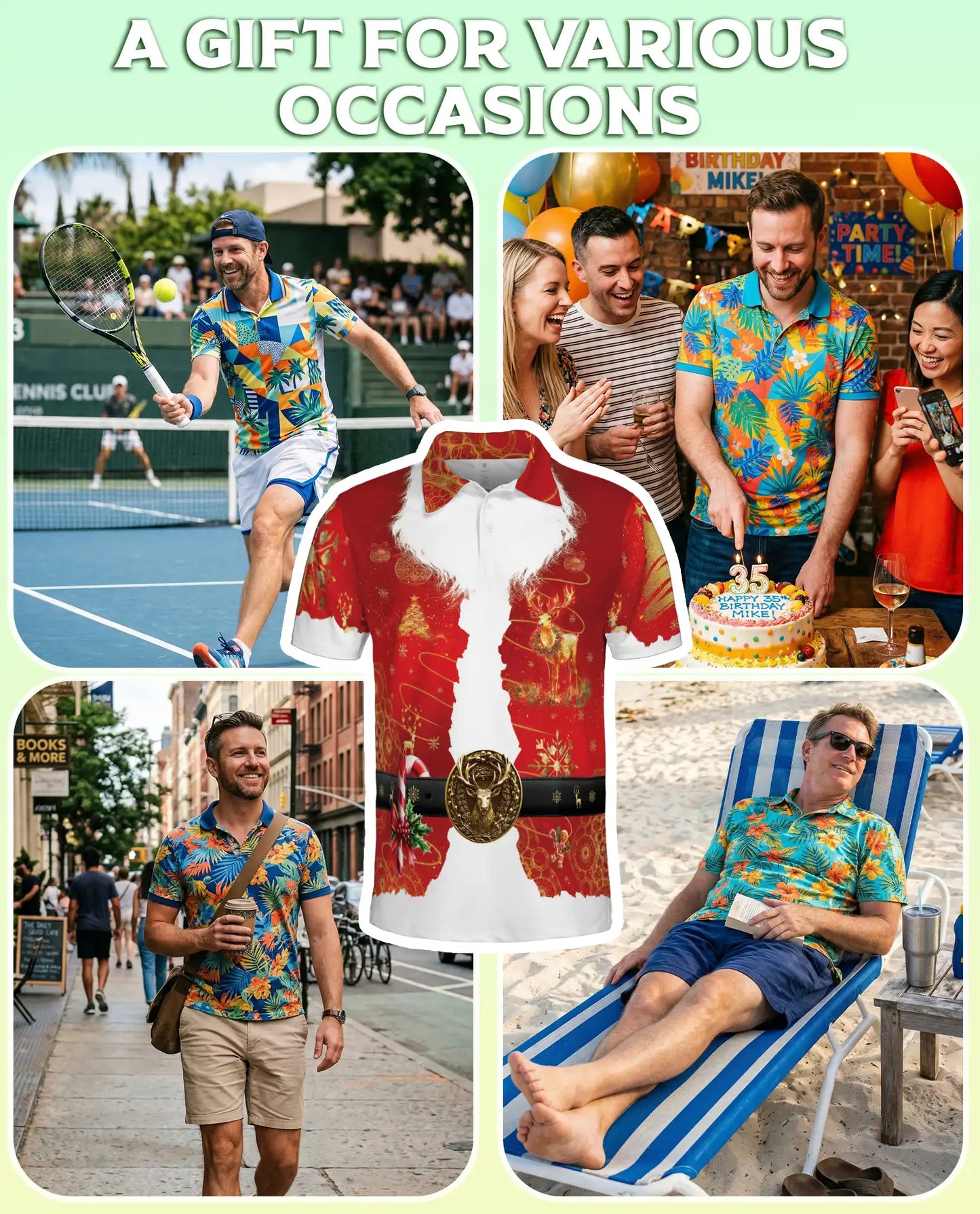 Santa Claus Christmas Polo Shirt for Men | Azhawaiian
