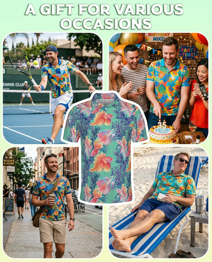 Betta Fish Polo Shirt, Tropical Ocean Print | Azhawaiian