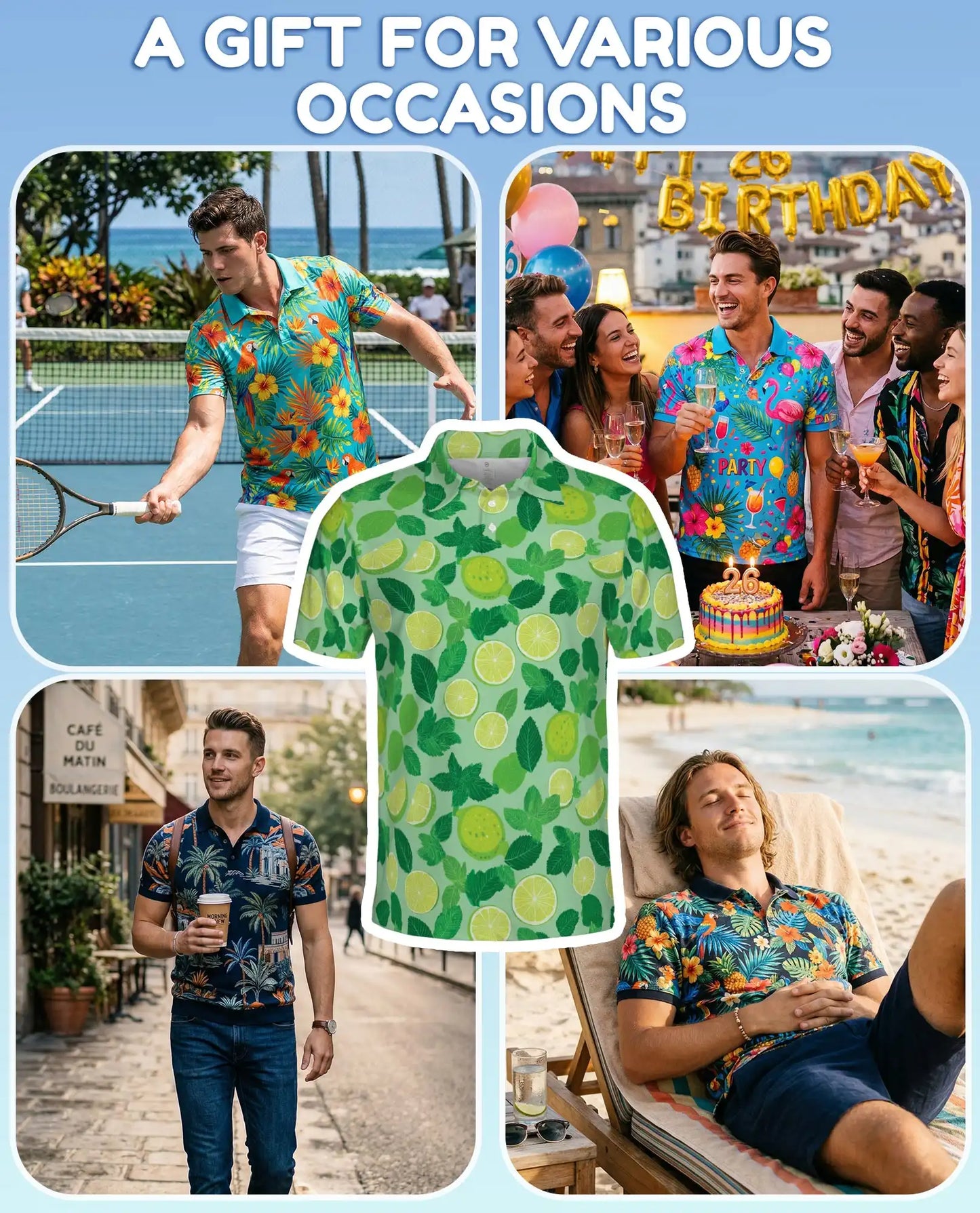 Lime Mint Polo Shirt - Fresh Citrus Summer Style | Azhawaiian