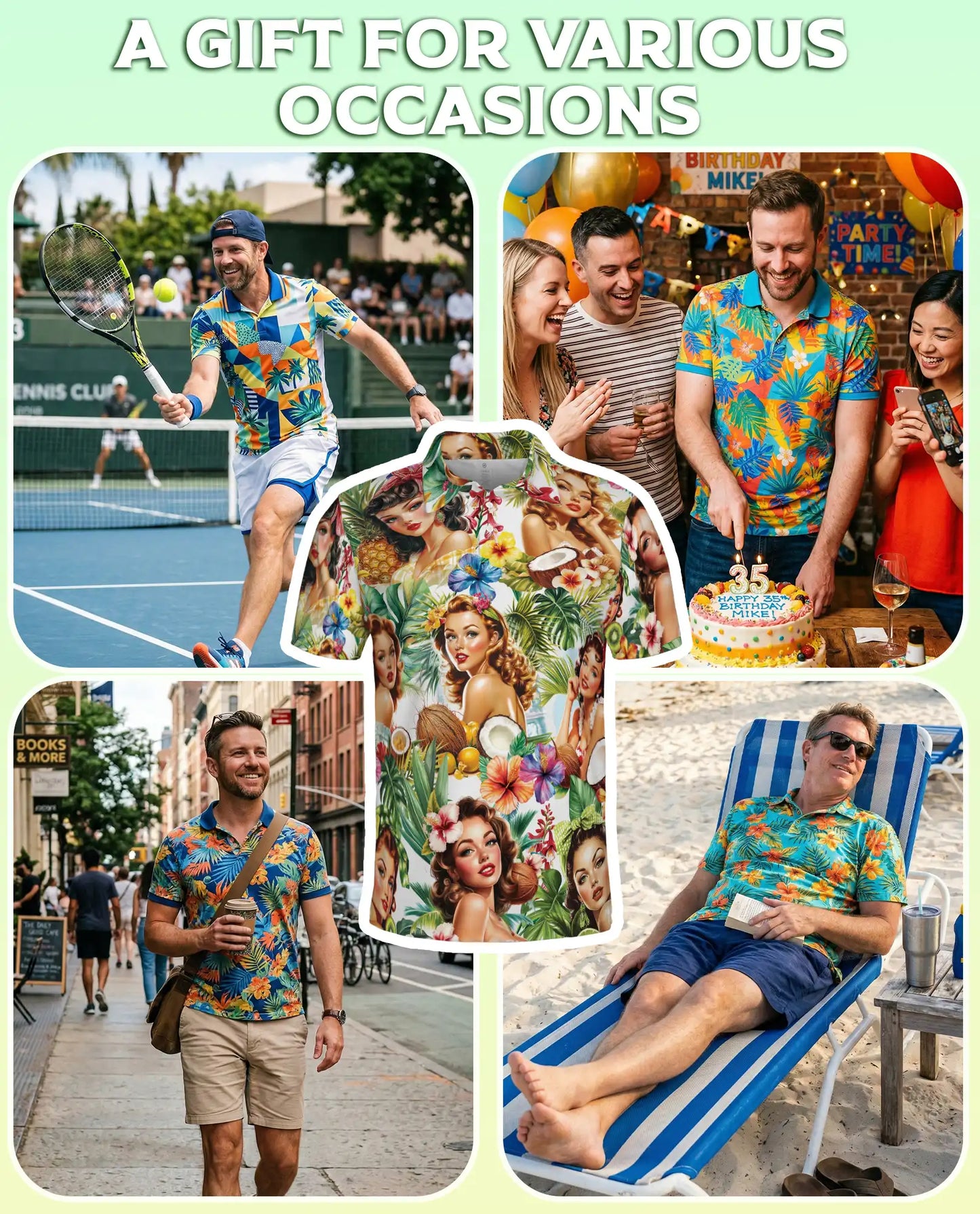 Tropical Pin Up Polo Shirt - Vintage Island Beauty Style | Azhawaiian