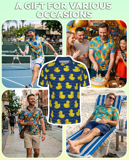 Yellow Duck Pattern Polo Shirt | Azhawaiian