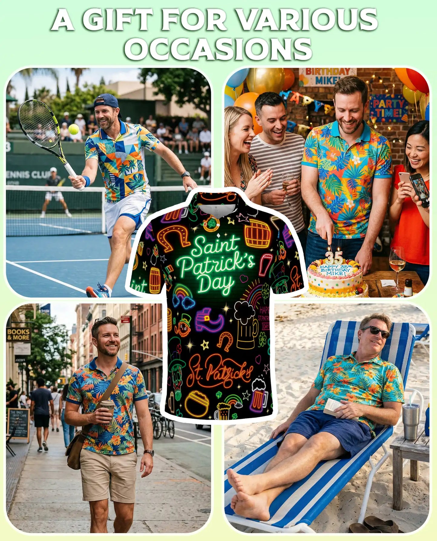 St Patrick’s Day Neon 3D Polo Shirt for Men, Funny Irish Party Style | Azhawaiian