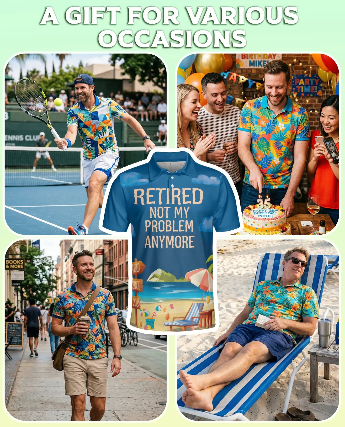 Retired Not My Problem Polo Shirt, Funny Beach Style | Azhawaiian